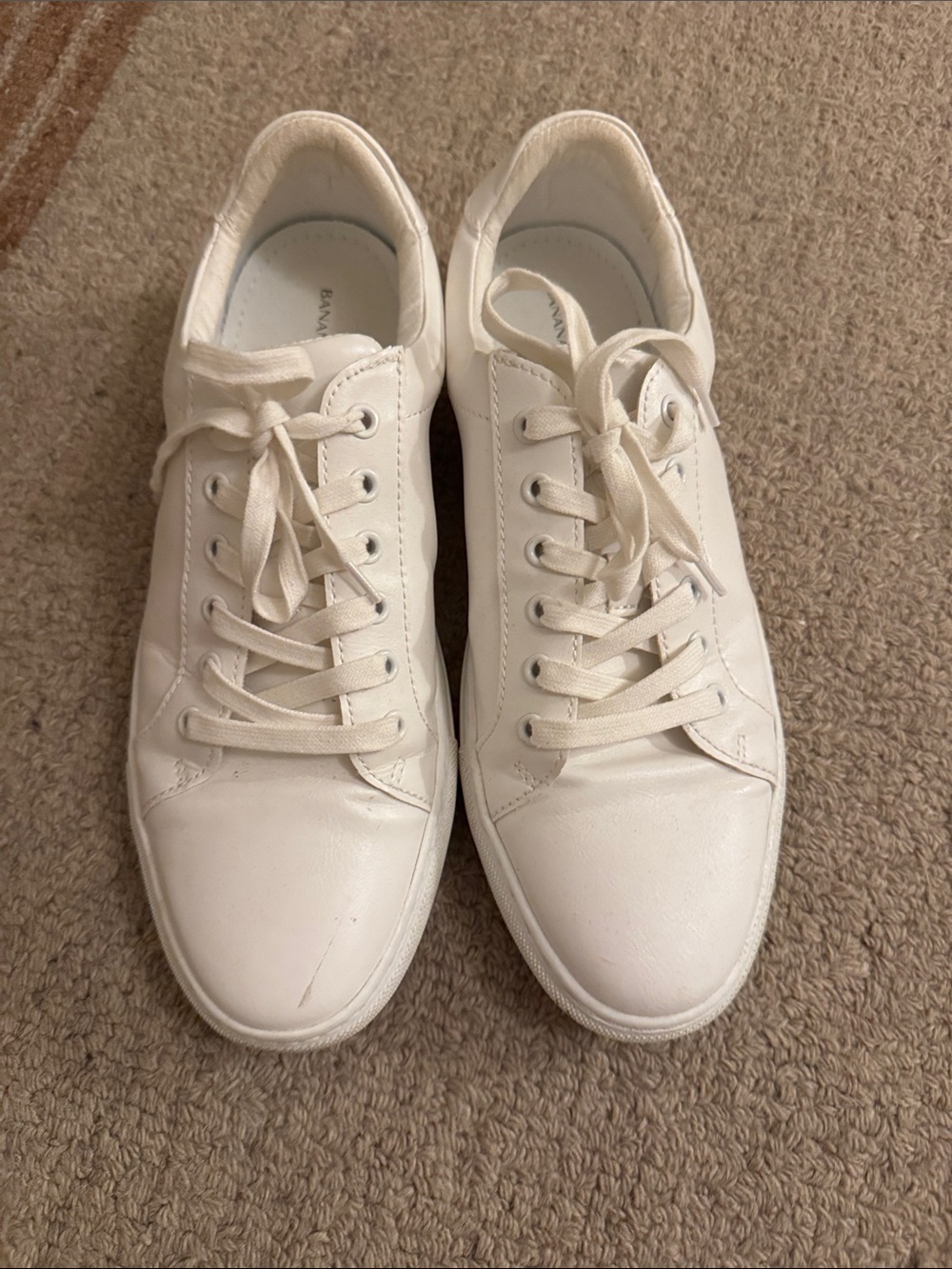 Banana Republic White Low-Top Leather Sneakers